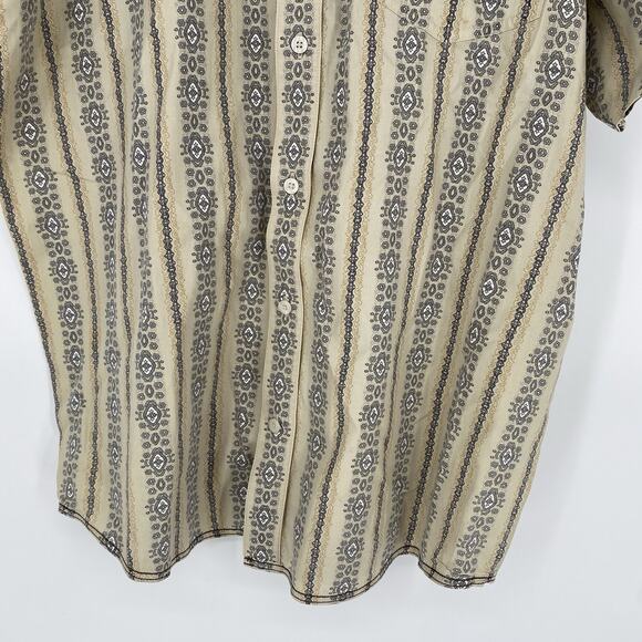 Prana Short Sleeve Button Up Shirt Green Pattern Men's Size L - Picture 4 of 7